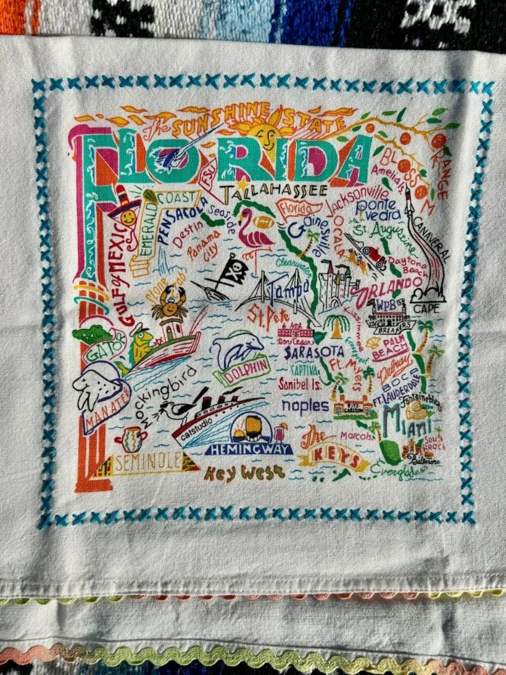 Catstudio Kitchen Towel with printed art of Florida Cities and Landmarks